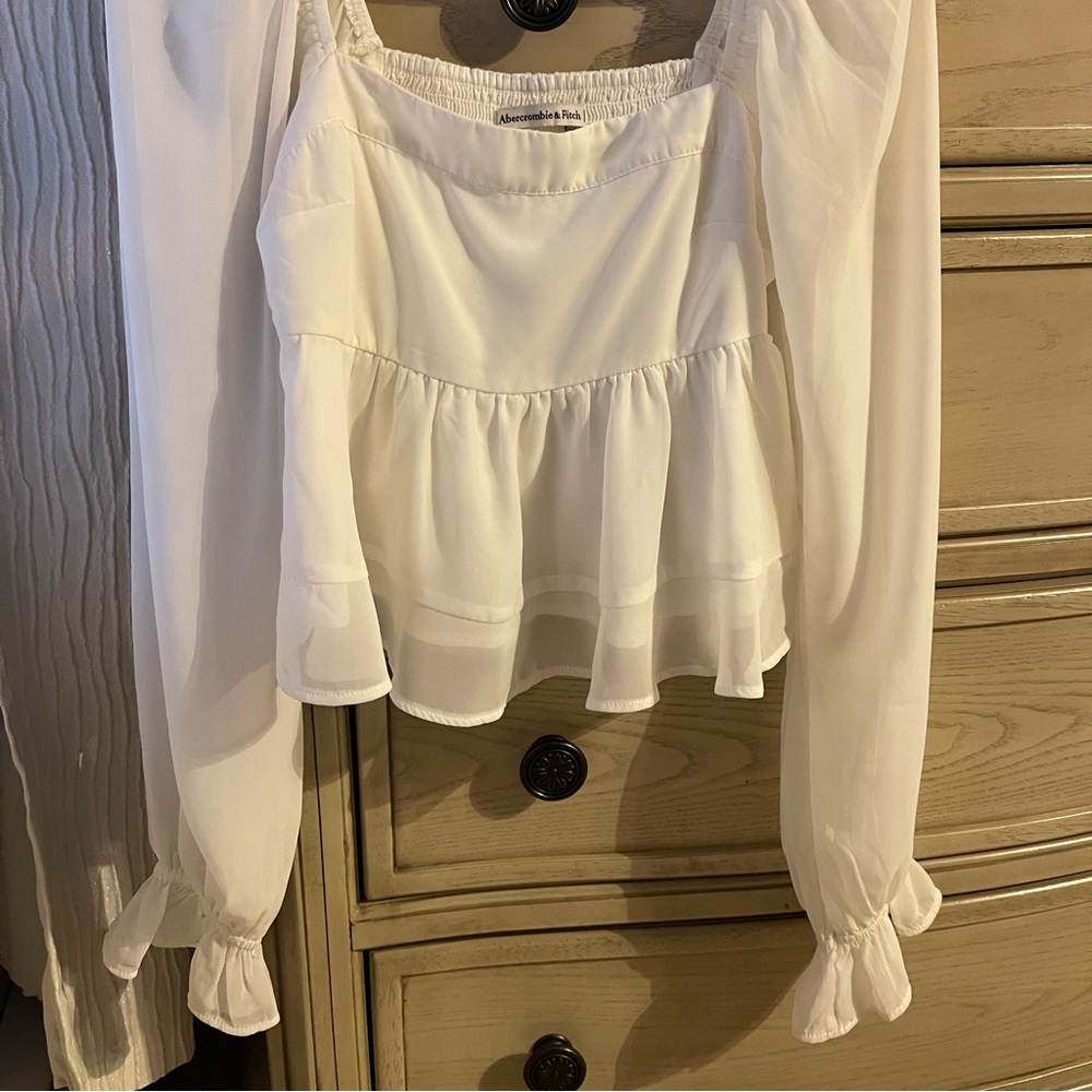 Women's Long-Sleeve Squareneck Babydoll Top Abercrombie & Fitch